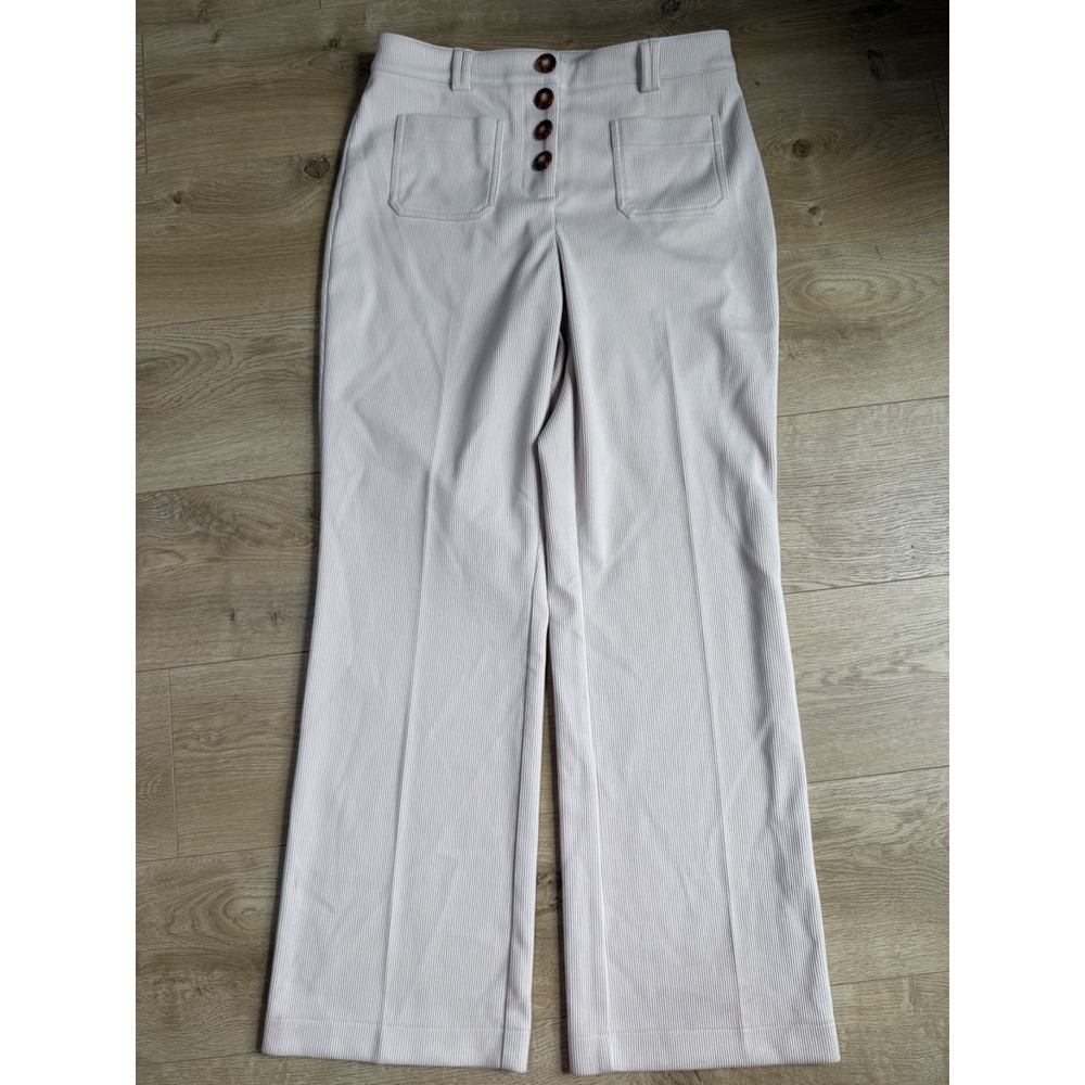 EUC Womens Joie cordoury beige high waisted button pocket wide leg pants size 10